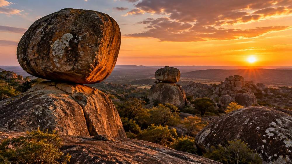 Matobo hills at sunset